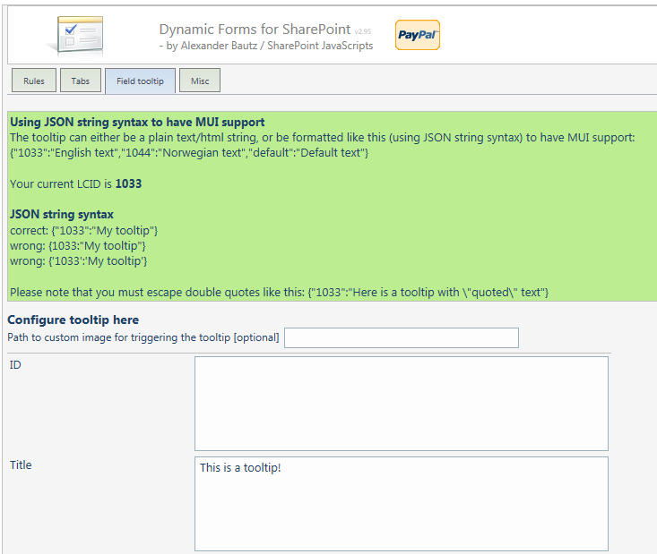 Dynamic Forms For SharePoint Now With Field Tooltip SharePoint 